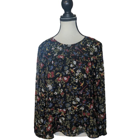 Madewell Floral Peplum Blouse Size Small Long Sleeves - Picture 5 of 15